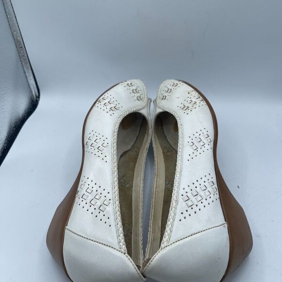 Cobbie Cuddlers Vintage 70's White Open Toed Woven Wedge Shoes 9.5 - Picture 9 of 13